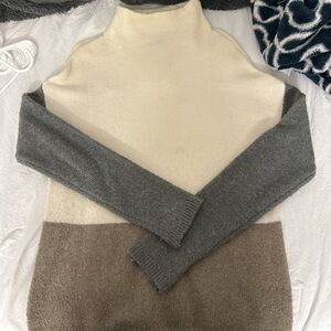 C&C California Turtleneck Sweater - Cream, Gray, and Brown